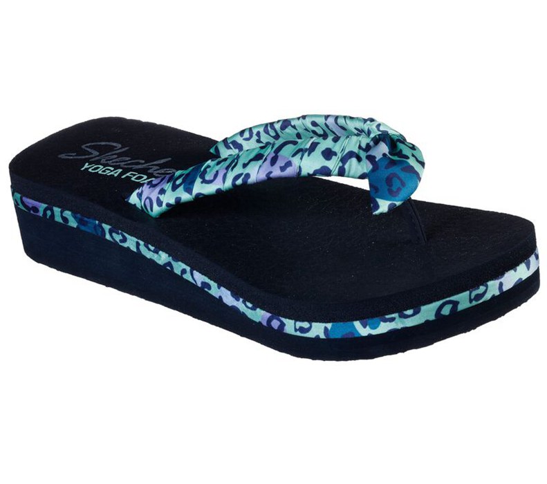 Skechers Dam Svarta/Mintgröna Flip Flop - Vinyasa - Meow Thing - Sverige (XMVJF-8297)